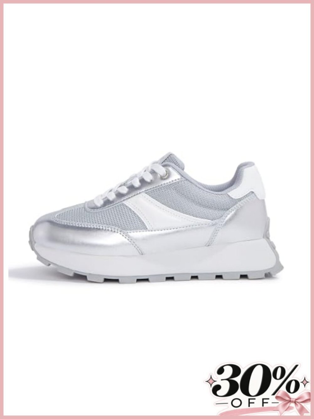 Women Platform Retro Sneakers Mesh Synthetic PU Lace-Up Walking Shoes